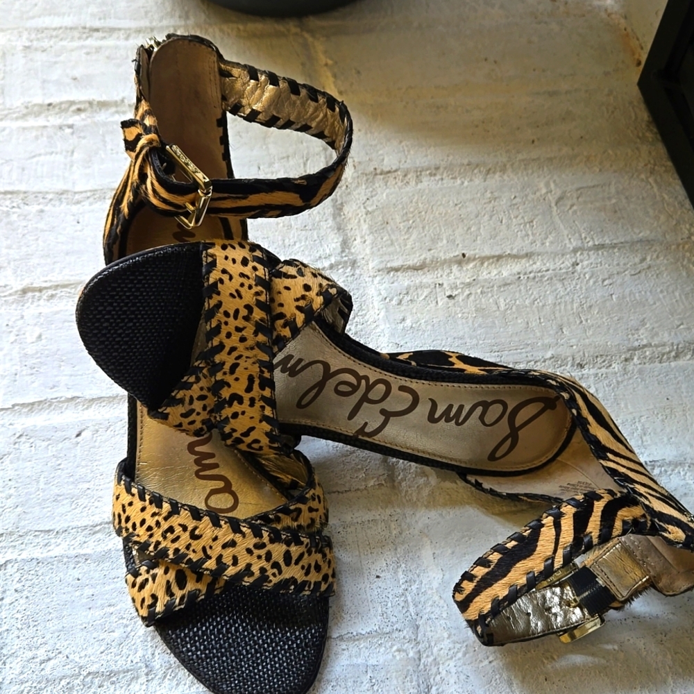 Sam Edelman's Silvia Animal Print Wedge Sandals, Size 6.